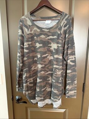 Camo Waffle Knit Short-Sleeve Tee - Olive/Brown Camo